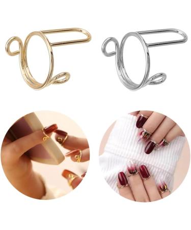 PLCPDM 10 Pack Adjustable Finger Nail Art Finger Rings Women Girl Jewelry Nail Rings Adjustable Fingertip Rings Copper Material Gold-color - Buy Online on GoSupps.com