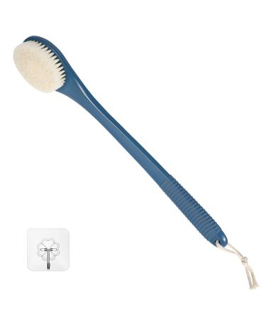 Exfoliating Body Brush Shower Body Back Scrubber Men Back Brush Long Handle for Use in Shower for Men Women and Elderly Dark Blue