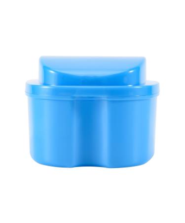 Scalewbin prostheses suitcase prostheses cup with sieve prosthesis bath box storage box for false teeth with a basket network container holder for travel blue