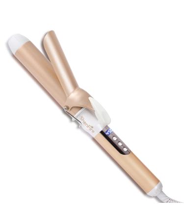 ShenFire 1 1/2 inch Curling Iron Large Long Barrel, 1.5 Inch Curling Wand for Long & Short Hair Dual Voltage, Ceramic Tourmaline Coating Barrel, 225F to 450F Fast Heat Up, Glove Include, White