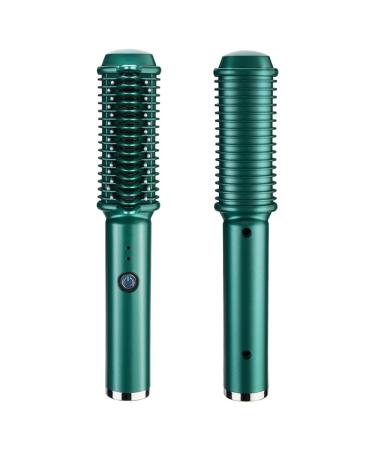 Electric Hair Straightener Comb RC-208USB Charging Curler Ceramic Heating (Green)