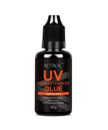 Hair Extension UV Glue Hair Extension Glue UV Light Faster Dry Waterproof Mild Transparent Glue Quick Hair Glue UV 30g