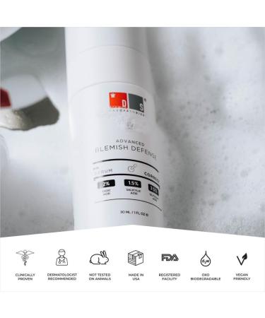 DS Laboratories Blemish Defense Serum for Aging Skin | Reduce Fine Lines & Wrinkles | Salicylic Acid Vegan & Paraben-Free - Buy Online on GoSupps.com