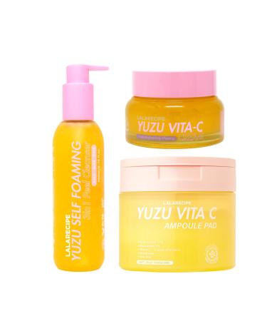 LALARECIPE Yuzu Glow Trio Recipe: Yuzu Cleanser + Yuzu Vita-C Cream + Yuzu Ampoule Pads