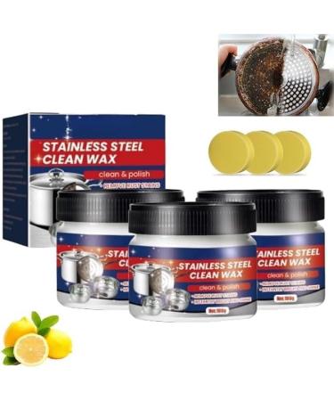Stainless Steel Clean Wax Magical Nano-Technology Stainless Steel Cleaning Paste-Surface Safe 3 in 1 Stainless Steel Wax Cleaner and Polish (3 pcs)