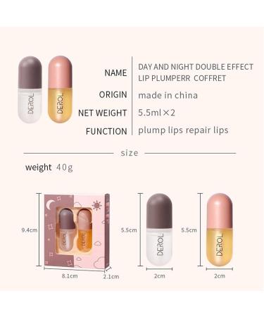 2 Pieces Lip Plumper & Serum - Day & Night Moisturizing Lip Gloss for Fuller Softer Lips - Hydrating Lip Enhancer with Plant Extracts - Buy Online on GoSupps.com