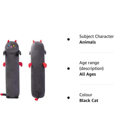 28in Black Cat Plush Pillow Stuffed Animal - Soft Squishy Toy for Kids - 28inch/70cm - Buy Online on GoSupps.com