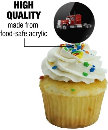 Semi Tractor Trailer Truck Trucker Cupcake Picks Toppers Decoration Set of 6 - Buy Online on GoSupps.com