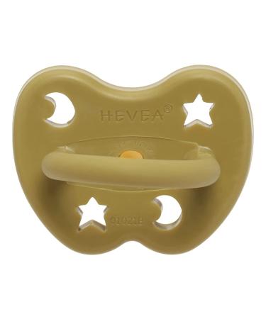 Hevea of colored natural rubber pacifier with natural dyes plant-based plastic-free environmentally friendly BPA-free (olive 3-36 months jaw-friendly suction shape)