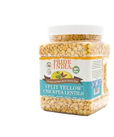 Pride Of India - Indian Split Yellow Chickpea Lentils - Protein & Fiber Rich Chana Dal, 1.5 Pound Jar 1.5 Pound (Pack of 1)