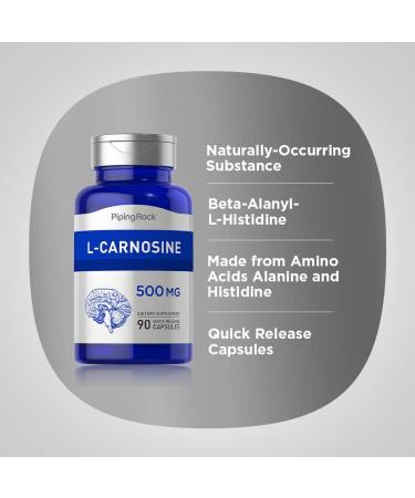 Piping Rock L-Carnosine 500mg Capsules - Amino Acid Supplement | Non-GMO & Gluten Free - 90 Count - Buy Online on GoSupps.com