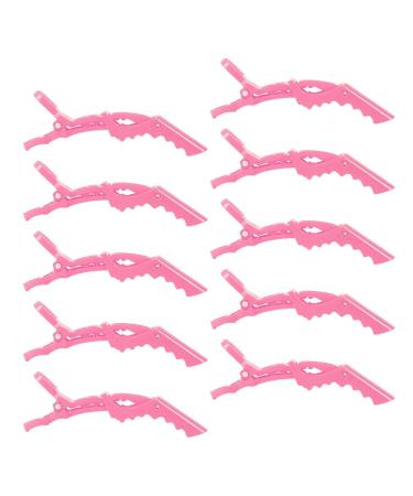 ZEVONDA 10Pcs Crocodile Clips Hair Barrettes - Professional Women Girl Crocodile Hair Sectioning Clips Styling Hair Clips Clamp with Nonslip Grip and Wide Teeth Pink Pink(10PCS)