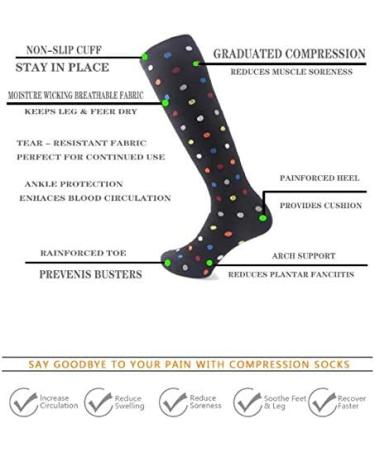 ZLYJ 3 Pairs Knee High Compression Socks for Men & Women - Patterned Running Support Stockings - International Shipping - Buy Online on GoSupps.com