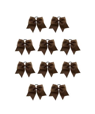 eexuujkl 10 Set of Large Hair Band Bow Knot Thick Stretchy Ornaments Decorative Ponytail Holder Bobbles Scrunchies for Women Accessories Brown Brown 10Set