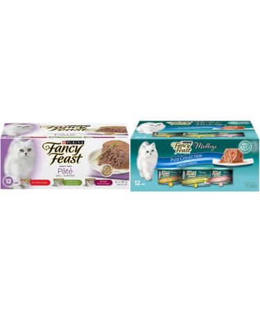 Fancy Feast Wet Cat Food Bundle: Deli Supper P t Variety Pack + Medleys Pat Variety Pack (24 Cans)