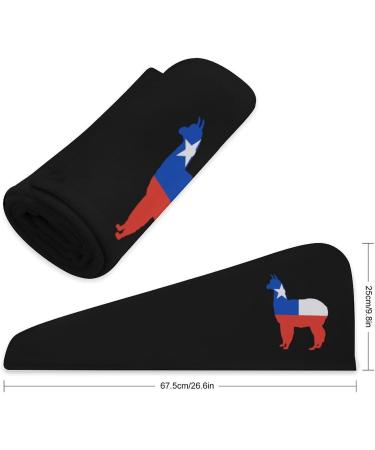 Chile Flag Llama Microfiber Hair Towel Wrap | Super Absorbent Turban for Women - 10x26 Inch - Buy Online on GoSupps.com