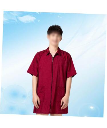 TEHAUX Dog Grooming Smocks Clothes Hair Barber Vest Hair Salon Gown Shirt Jacket Professional Barber Cape Zipper Hairdressing Cape Work Overalls Nursing Gown Woman Red Suspenders Hair Dye - Buy Online on GoSupps.com