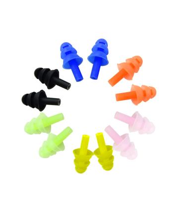 6Pairs Reusable Silicone Swimming Earplugs Soft and Flexible Ear Plugs