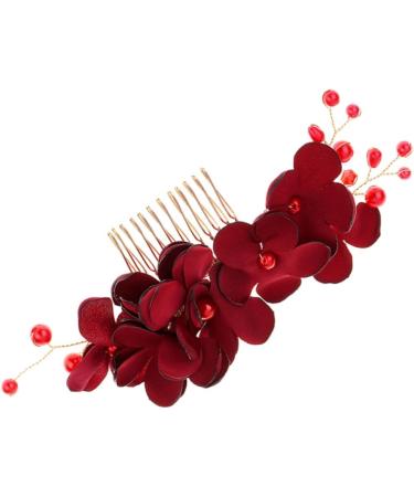 Housoutil 1pc Women Hair Accessories Accesorios Para Wedding Decoration Girl Hair Clips Hair Clips for Men Hair Accessories for Girls Rhinestone Headpiece Comb Red Korean Bride - Buy Online on GoSupps.com