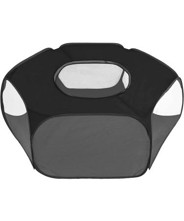 Foldable Transparent Pet Playpen with Top Cover - Portable Anti-Escape Cage for Small Animals - Ideal for Dogs, Cats, Hamsters, Guinea Pigs, and Rabbits - Black - Buy Online on GoSupps.com