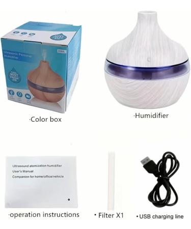 Mini USB Air Humidifier | Portable LED Light 130ml Mist Spray | Wood Grain Aroma Diffuser | Small Appliance for Bedroom Accessories - Buy Online on GoSupps.com