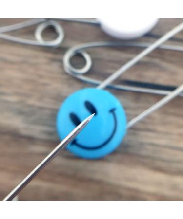 50Pcs Smiling Face Safety Pins with Plastic Head and Stainless Steel Locking Mechanism - 55mm/2.2 Inch Diaper Nappy Pins - Buy Online on GoSupps.com