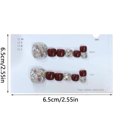 Glossy Toe Nails | Glitter Toe Nails - Sparkling Cat's Eye Glossy Fake Toe Nails Fake Toe Nails For Summer For Women Girls - Buy Online on GoSupps.com