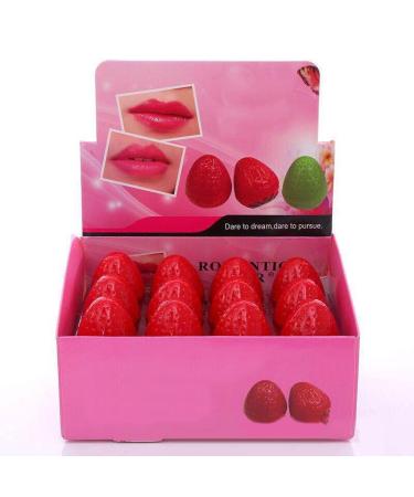 24 Pi ces de Baume L vres en Forme de Fraise Extraits de Plantes L vres Hydratantes Durables Joli Sorbet la Fraise Produits de Soins pour les L vres Beurre L vres