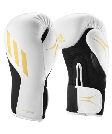adidas Speed TILT 150 - with New Tilt Technology - for Men, Women, Unisex - for Boxing, Punching Bag, Kickboxing, MMA, and Training White/Gold/Black 12 oz