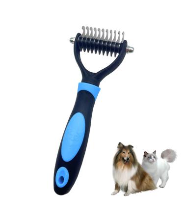 Dematting comb Pet Grooming Tool to Remove Loose and Knotted Hair for Cats Dogs Rabbits Blue