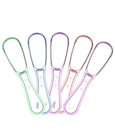 TOSSPER 5pcs Tongue Scraper Tongue Cleaner Brush Fresh Breath Hand Scraper (Random Color)