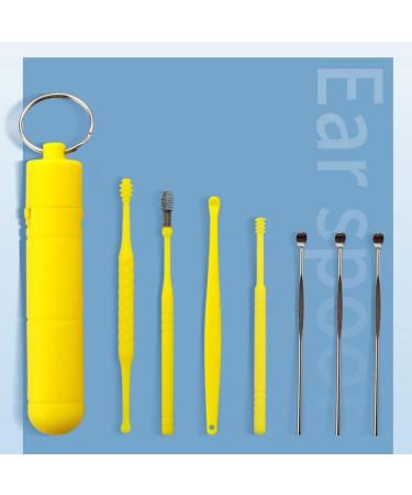 7Pcs Stainless Steel Earpick Ear Cleaner Spoon Kit - Yellow Color | Ear Wax Removal Tool - Buy Online on GoSupps.com