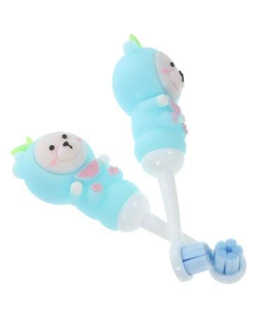 Minkissy 2st children's toothbrush with soft bristle training toothbrush cartoon-toothbrush & toddler toothbrush children toothbrush travel toothbrush for the mouth children's teeth 1 piece (1 Pack) sky blue