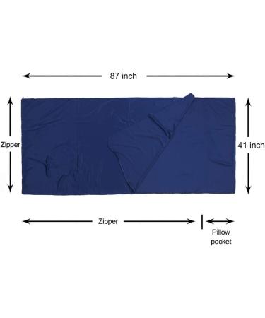 Browint Premium Sleeping Bag Liner | All Around Two-Way Zippers | Extra Wide 87x41 | Breathable Lightweight Travel Sheet | Multifunctional for Camping & Hotel | All Seasons, Navy Blue - Buy Online on GoSupps.com