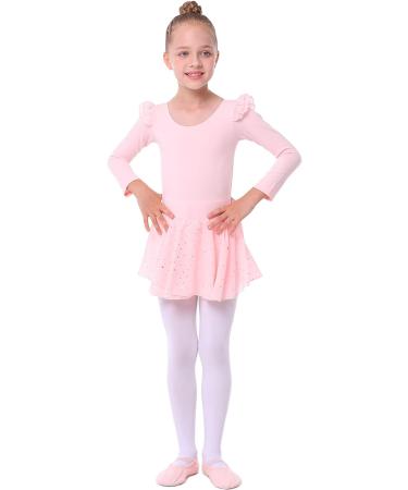 Danswan Toddler Girls Ballet Leotard with Glitter Skirt - Ballet Pink, A3 (Long Sleeve) 4-5T - Buy Online on GoSupps.com