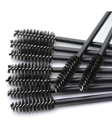 100 Pieces Black Disposable Mascara Wands Eyelash Brushes Eyebrow Spoolie Brush Cosmetic Kit