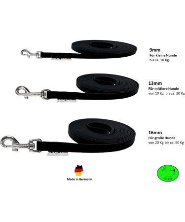 Drag Line Biothane Dog Leash for Small Dogs - 9mm Available in 3m 5m 10m 15m & 2m Without Hand Loop - Durable Black Dog Leash - Buy Online on GoSupps.com