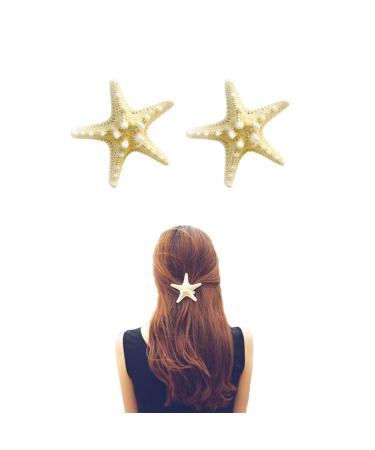 2 Pcs Starfish Hair Clip Mermaid Hair Accessories for Women Girls Seashell Hair Clips Sea Shell Star Ariel Hair Clips Starfish Headpiece Mermaid Hair Clip Costume for Women