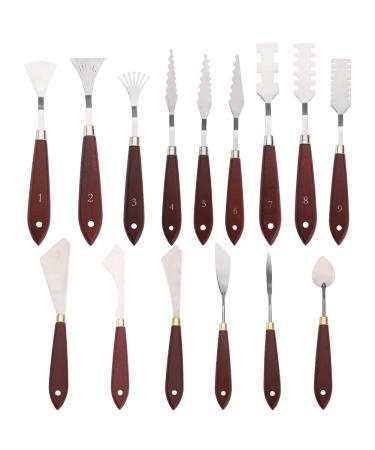 15 Pcs Painting Knife Set Stainless Steel Palette Knife for Acrylic Paint Art Spatula Knife with Wooden Handle for Oil Painting Supplies