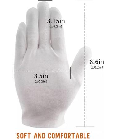 White Cotton Gloves - 12 Pairs for Moisturizing Spa Jewelry Inspection & Service | Elastic Hand Care Gloves - Buy Online on GoSupps.com