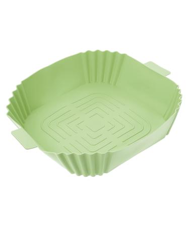 Zerodeko Silicone Baking Pan Silicone Food Mat Liner Design Washable Bowl - Handle Oil-Proof Reusable Air Fryer Basket Green 24X19.5X5CM