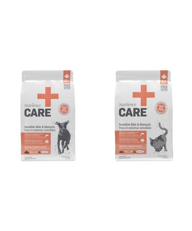 Nutrience Care Sensitive Skin & Stomach Hypoallergenic Dog Food Salmon & Pumpkin 10 kg (22 lb) Bag & Care Sensitive Skin & Stomach Hypoallergenic Cat Food Salmon & Pumpkin 5 kg (11 lb) Bag PET_FOOD + PET_FOOD