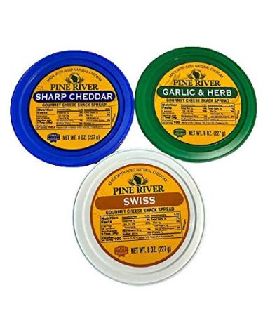 Pine River Cheese Spreads - Variety Pack 3 8oz. Sharp Cheddar-Garlic & Herb-Swiss (24oz)