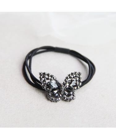 Xiwstar 6Pcs Korean Fashion Rhinestone Crystal Butterfly Hair Scrunchies - Stylish Three Layers Ponytail Holder for Women and Girls - Buy Online on GoSupps.com