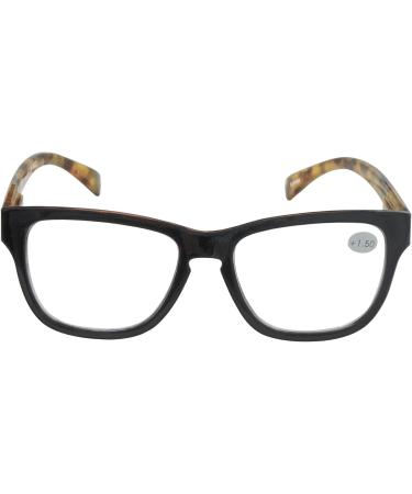 Reading Glasses with Spring Hinge for Men & Women - Black/Tortoise 2.75 Diopters | Stylish & Comfortable Eyewear - Buy Online on GoSupps.com