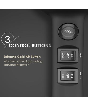 JINRI Hair Dryer Infrared Sterilization Professional Salon Ionic 1875W Sterilization Hair Dryer With Diffuser & Concentrator Attachments for Curly Hair Black - Buy Online on GoSupps.com