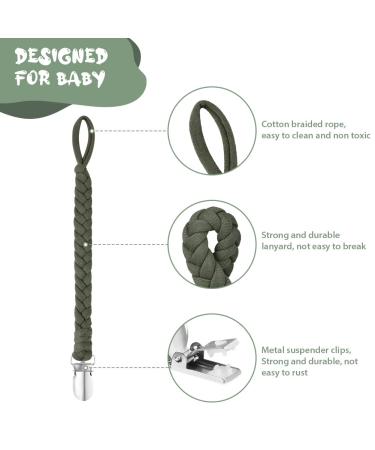Buy Aolso Cotton Pacifier Chains - 4PCs Clips for Boys & Girls Braided Dark Green/Coffee/Beige/Gray Eco-Friendly Baby Accessories - Buy Online on GoSupps.com