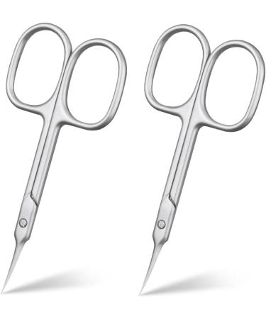 AOMIG Cuticle Nail Scissors  2PCS Sharp Curved Scissors  Multi-Purpose Stainless Steel Beauty Scissors Manicure Cutter for Nail  Toenail  Eyebrow  Eyelash 2 Pcs