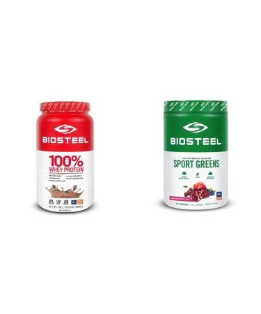 BioSteel 100% Whey Protein Powder (Chocolate) + BioSteel Sport Greens Powder (Pomegranate Berry) Protein Powder + Greens Powder Chocolate 750 g (Pack of 1)