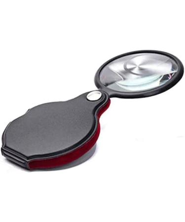 Professional 8X Mini Folding Pocket Magnifier with Rotating Protective Leather Sheath 50mm Handheld Rotating Magnifier Loupe for Reading Newspaper Book Magazine Science Class Hobby Full of Stars